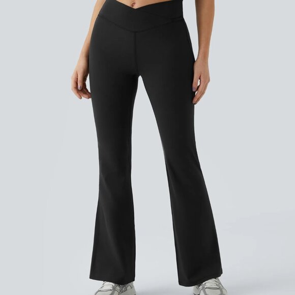 High Waisted Crossover Flare Yoga Leggings - Picture 2 of 7